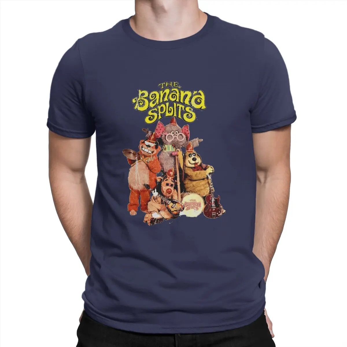 Camiseta Drooper desgastada para hombre, con dibujos animados de Banana Splits, cuello redondo, manga corta, tela, humor, regalos de cumpleaños de alta calidad.