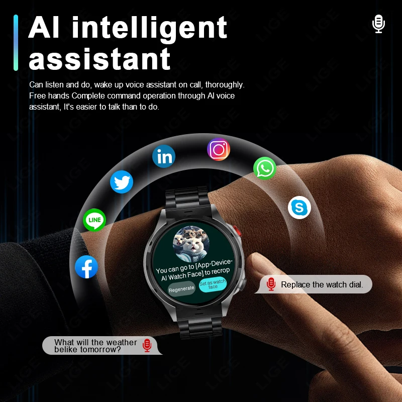 LIGE AMOLED 466*466 HD ȭ  ȭ NFC ׼   Ʈ ð  ƮϽ ǰ   Smartwatch