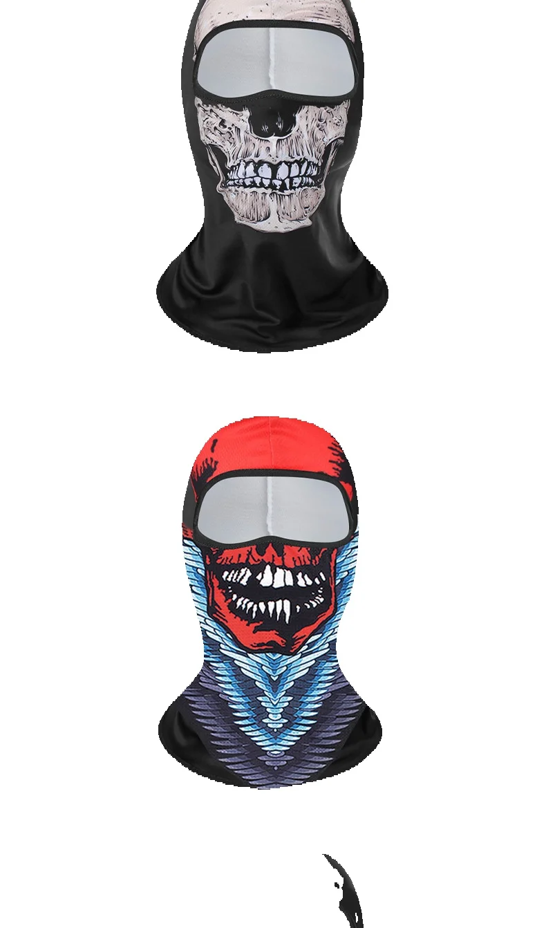 Kopfbedeckung für Outdoor-Sportarten, Radfahren, mit integriertem Schal, vollständiger Schutz, Sonnenschutzmaske, Halloween-Skelett_voghion.com