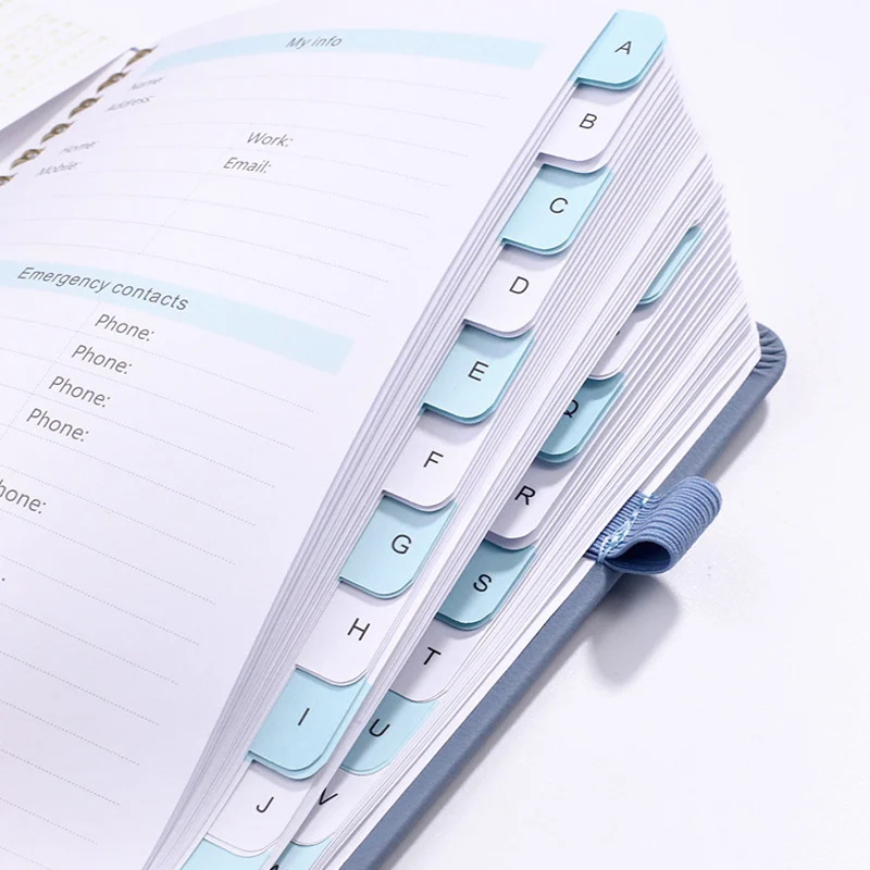 Spiral Password Keeper Book 56 Sheets Alphabetical Tabs Notebook PU Leather Cover Pen Holder Secure Internet Password Organizer 5
