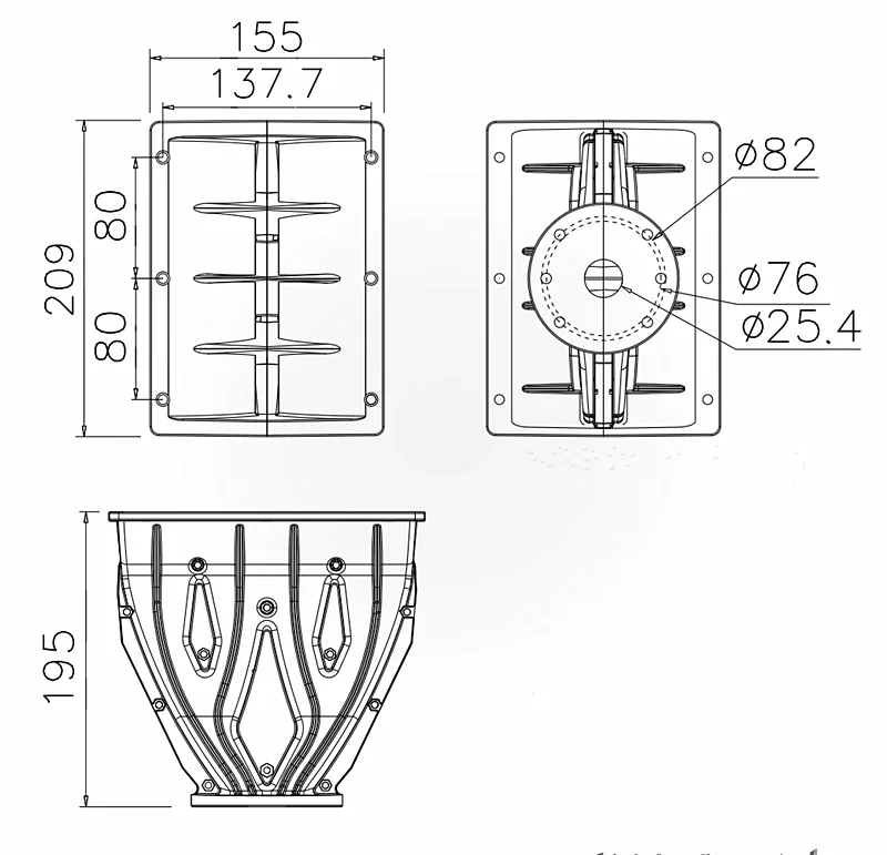 210 Horn Line Array Waveguide für professionelle Lautsprechersysteme 1 Zoll 1,4 Zoll 210L 154W 195H Audio-Lautsprecherzubehör – Detail 2