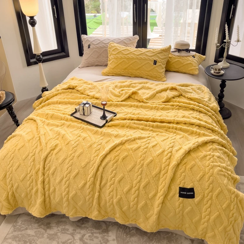 

Bonenjoy Yellow Blanket Warm Sofa Shawl Nap Plaid Simple Style Blankets плед на диван Soft Bed Linen for Home (No Pillowcase)
