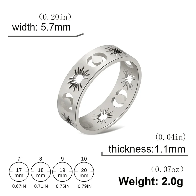 Mode Edelstahl Sonne Mond Ringe für Frauen Luxus Glück Klee Paar Ringe Trend Hochzeit Schmuck Verlobung geschenke – Detail 14