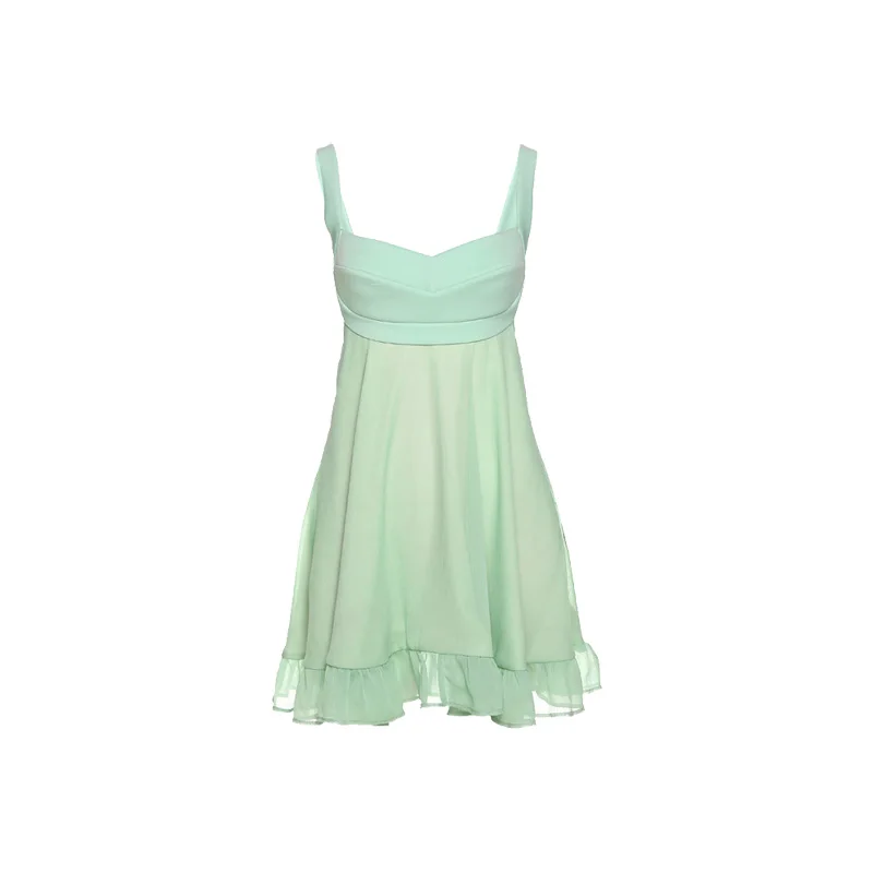 Mint Green Fresh Forest Girl Vitality Cute Playful Natural Free Breathable Summer Sexy Women's Suspender A-Line Dress