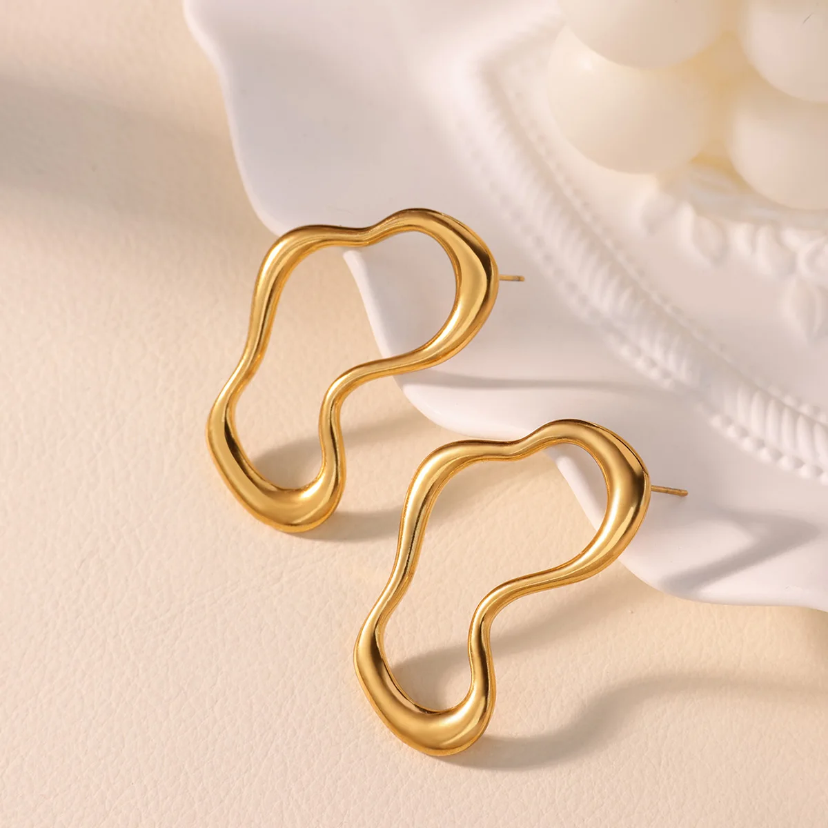 Stainless Steel Hollow Irregular Earrings For Women
