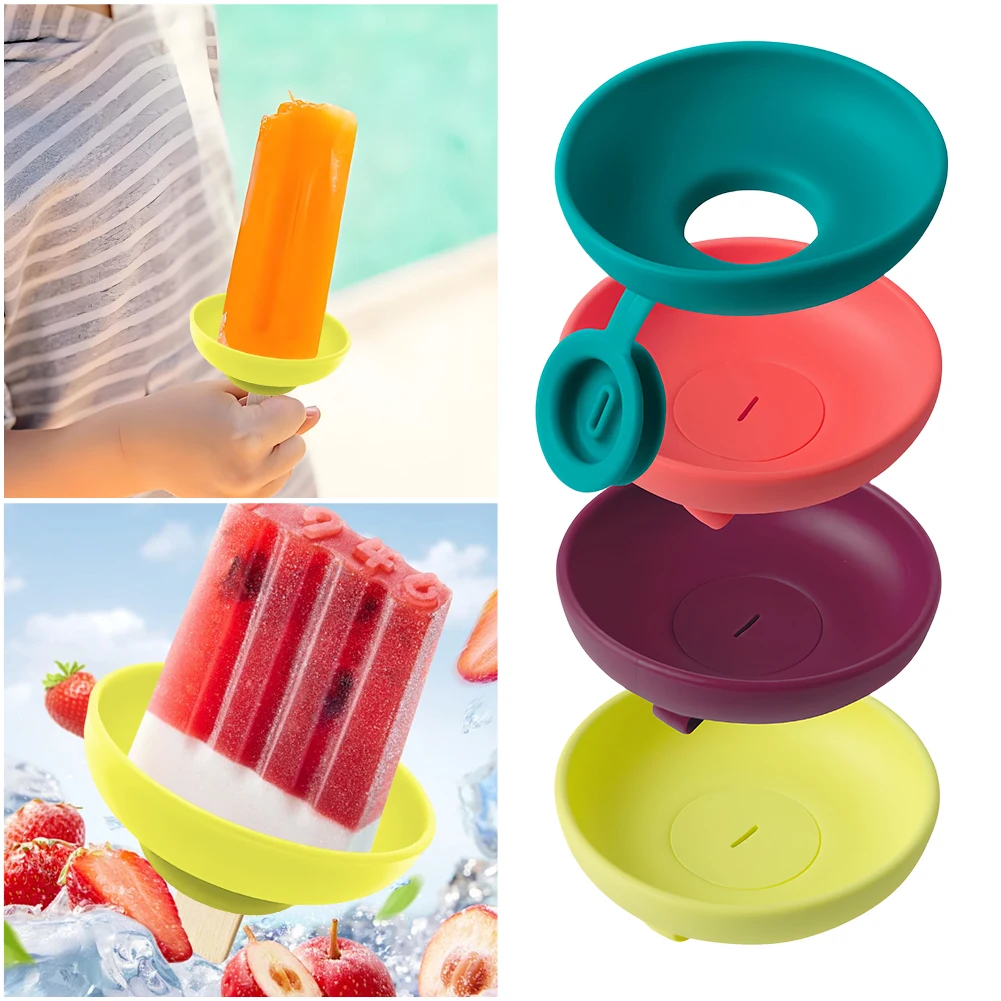Popsicle Rack 4/1PC Summer Drip-Proof Reusable Silicone Popsicle Holder Mess Free Frozen Treats Anti-Drip Ice Cream Bracket