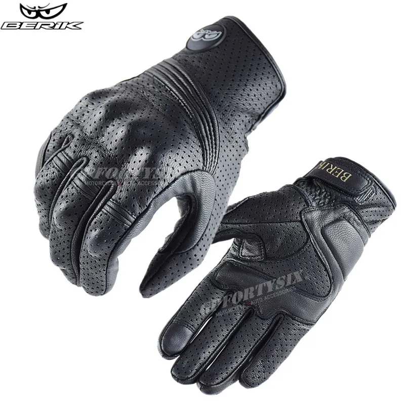 Vintage Genuine Leather Motorcycle Gloves Full Finger Motocross Biker Glove Guantes Moto Men Windproof Gloves Retro motorcycle gloves