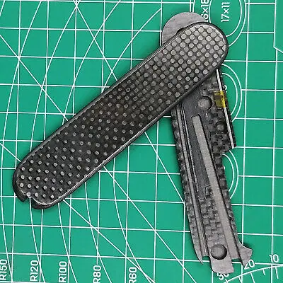 custom-made-3k-carbon-fiber-scales-handle-with-toothpick-tweezer-and-ballpoint-pen-cut-out-for-91mm-victorinox-swiss-army-knife