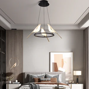 New Magpie Bird Chandelier Creative Led Interior Home Decor Corridor Dining Room Pendant Lamp Rotatable Fixxture Hanging Light