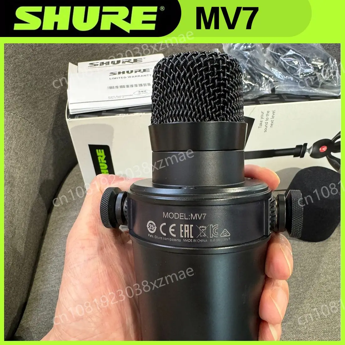 Original SHURE MV7 Hybrid USB/XLR Dynamic Microphone Outdoor Live Selectable Frequency Response Built-in Sound Card Microphone Audio device