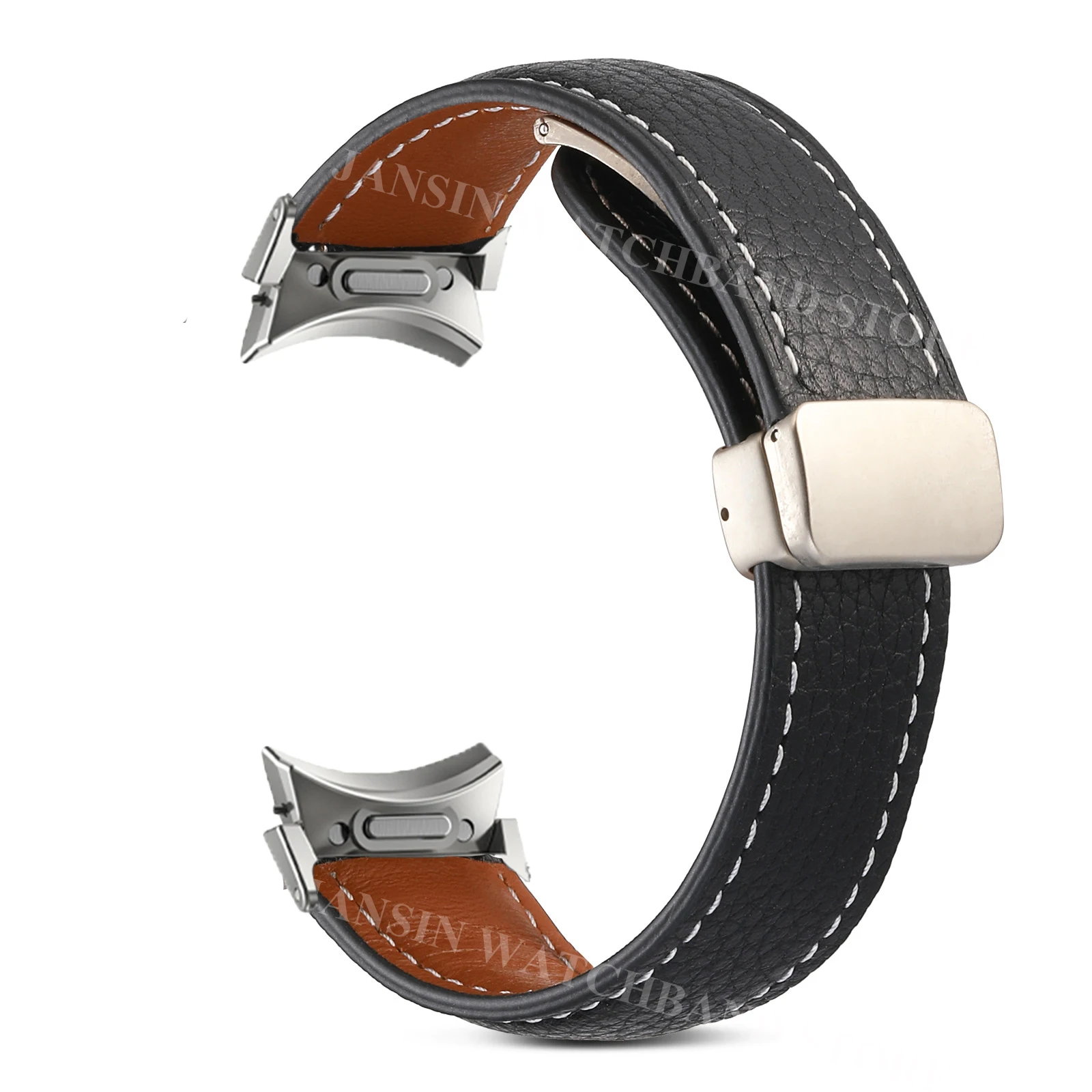 Seamless Leather Magnetic Buckle Watch Strap