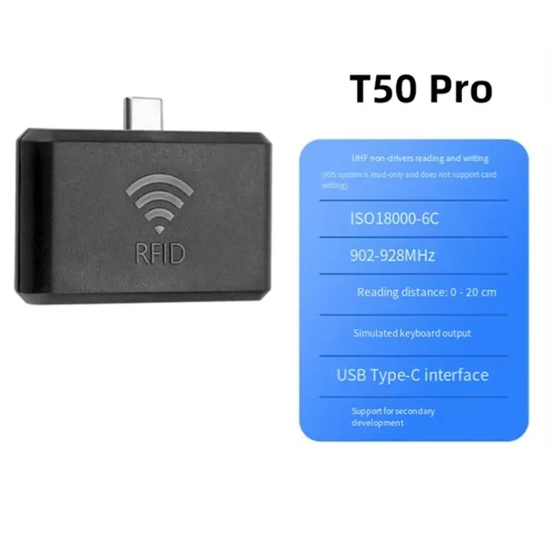 B63B-UHF RFID 리더 902-928Mhz Type-C UHF RFID 안드로이드 리더 HID 모드 OTG 기능(키보드 에뮬레이션 포함)