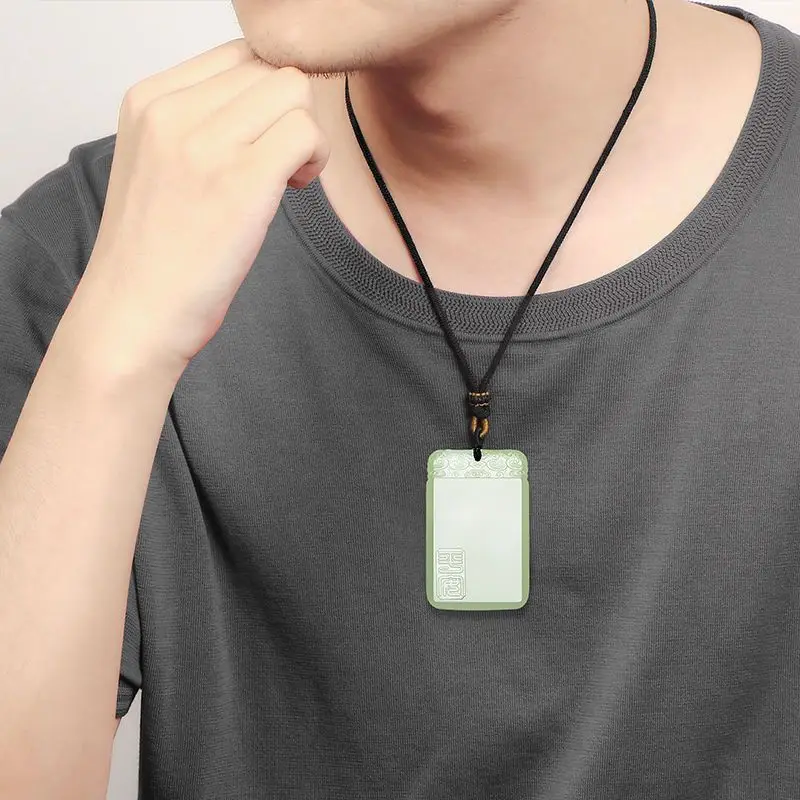 Afghan jade clear water fine material auspicious cloud peace and prosperity sign jade plate pendant pendant necklace