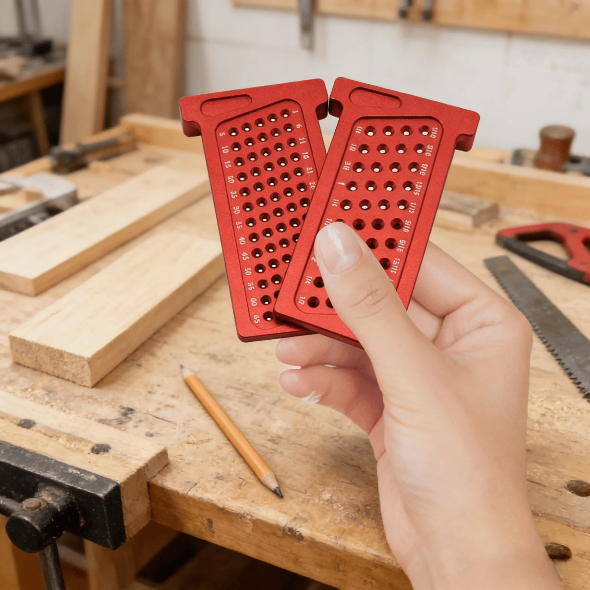 미터법/인치 포켓형 고정밀 T자형 각도자 알루미늄 합금 정밀 목공용 구멍 표시 마킹 교정 게이지