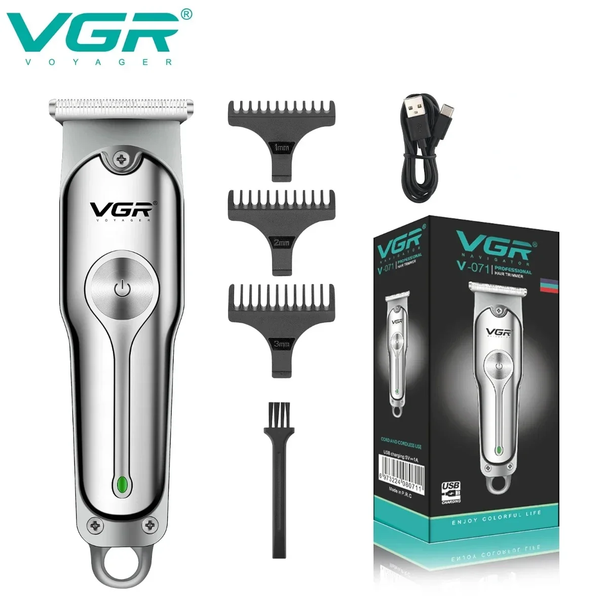 VGR Hair Trimmer Electric Clipper Professional Hair Cut Machine Barber Clipper T-Blade Rechargeable Trimmer for Men V-071