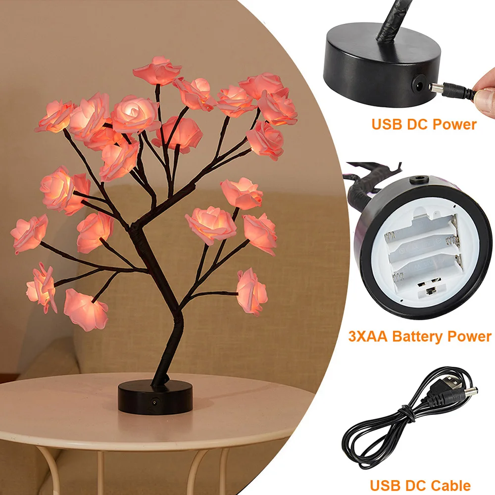 Abajur led a pilha usb, decoração de quarto, guirlanda, luz noturna de flor  de rosa, bonsai, decoração de casa - AliExpress, image size:1000x1000