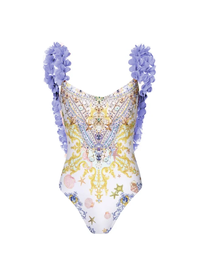 U Neck Praia Outfits Floral Print One Piece Luxury Swimwear 2023 For Female Beach Exit Swimsuit  and  Dress Backless  Monokini
