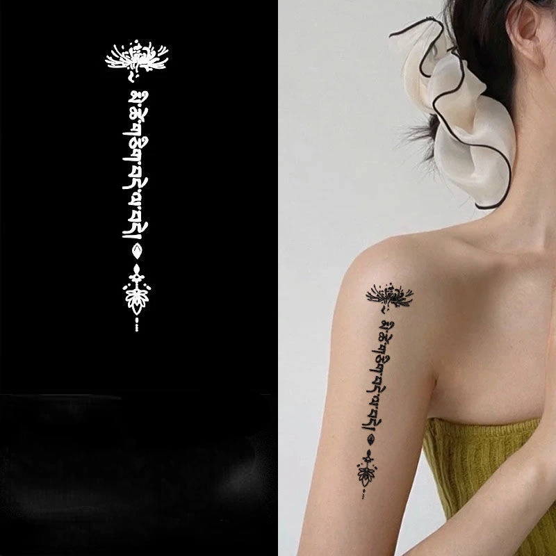 2022 New Holy Tibetan Language Flower Waterproof Juice Tattoo Stickers For  Woman Man Body Arm Thigh Temporary Tattoo Fake Tattoo - Temporary Tattoos -  AliExpress
