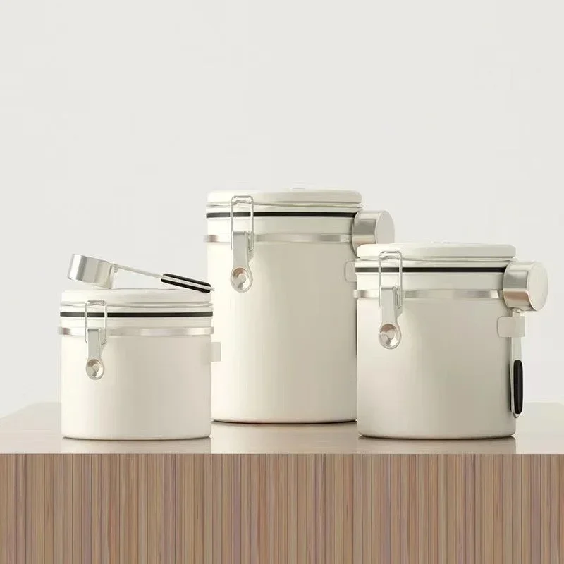 Stainless Steel Airtight Coffee Storage Jar with Spoon