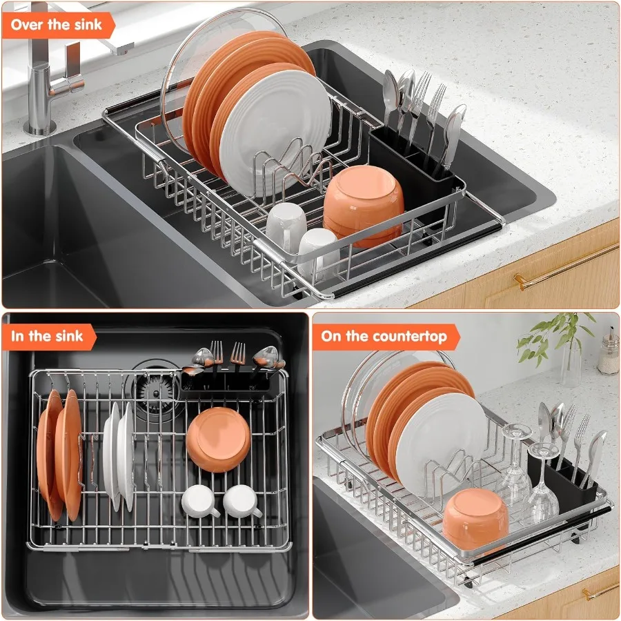 Dish Drying Rack in Sink Expandable 13.116.6 D Stainless Steel Dish Drainers for Kitchen Sink Retractable Over Sink Dish Rack D