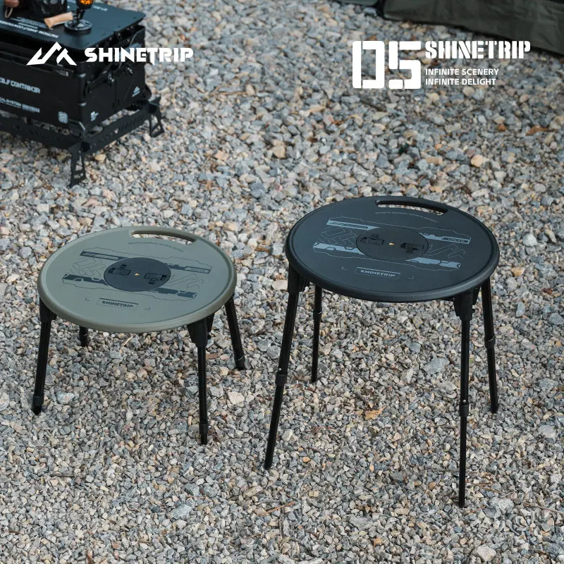 Tavolo da campeggio portatile ShineTrip, tavolo pieghevole da picnic e barbecue, tavolo rotondo piccolo multifunzionale regolabile in altezza - immagine 6