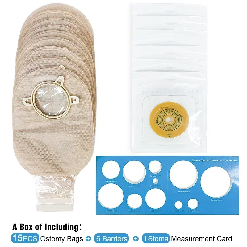 10barriers/15bags + 6barriers Ostomy Supplies Colostomy Bags Two Piece Drainable Pouches hoop look Ileostomy Stoma Care