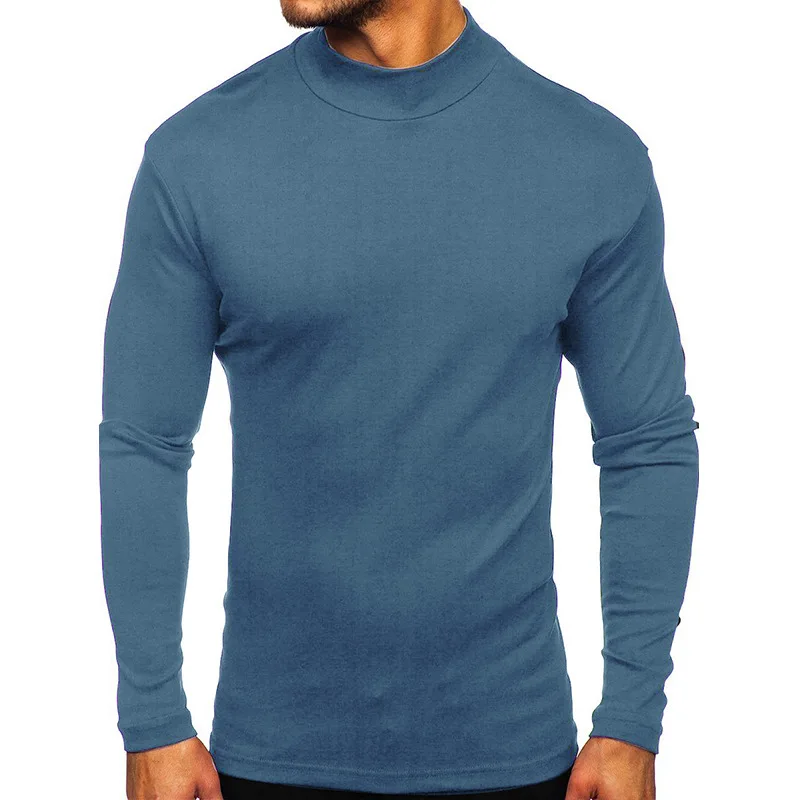 High necked warm bottom top with plush long sleeved T-shirt sweatshirt crewneck for men