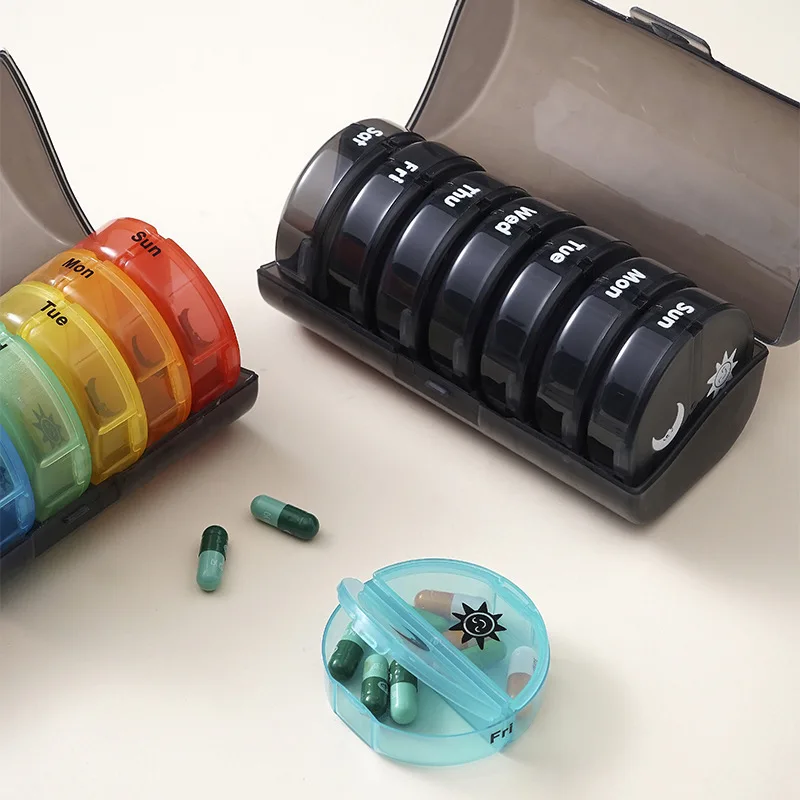 Weekly Pill Organizer - Daily AM/PM Medication Box with Spacious Compartments, Portable Travel Case for Vitamins & Supplements