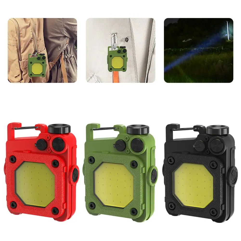 

LED Flashlight Mini Work Light Rechargeable Glare COB Keychain Portable Small Flashlight Corkscrew Camping Light Light Outd Y3A8
