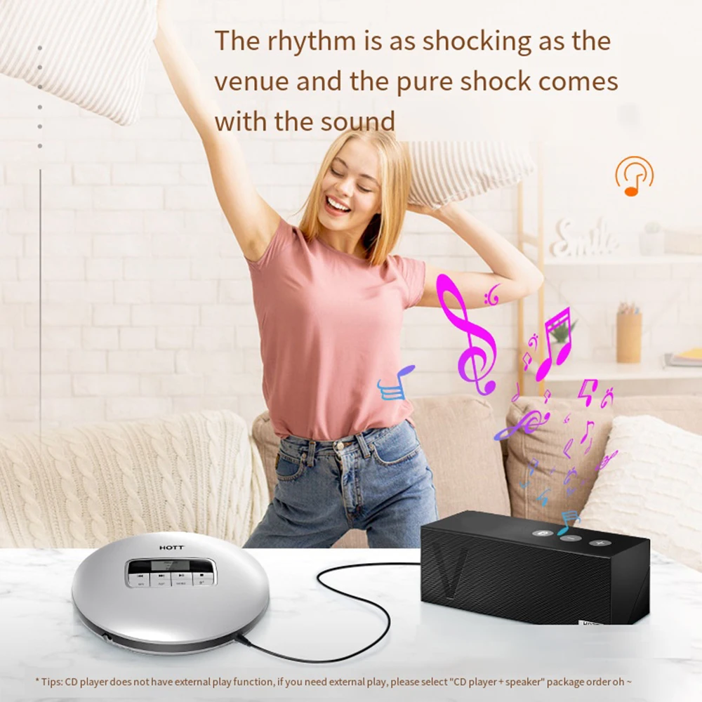 Portable CD Player HOTT CD511 Personal Compact Disc Player with LCD Display Stereo Earbuds and USB Charging Cable