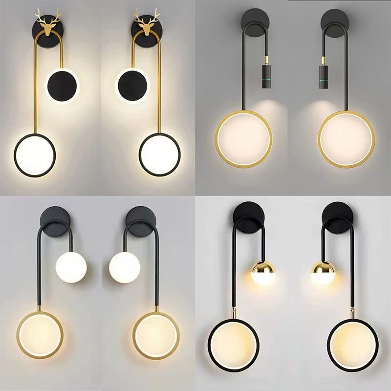 

Modern Wall Sconce Lamp Home Decor Led Acrylic Bedroom Living Room Bedside Light Fixture Interior Lighting Corridor Round Simple