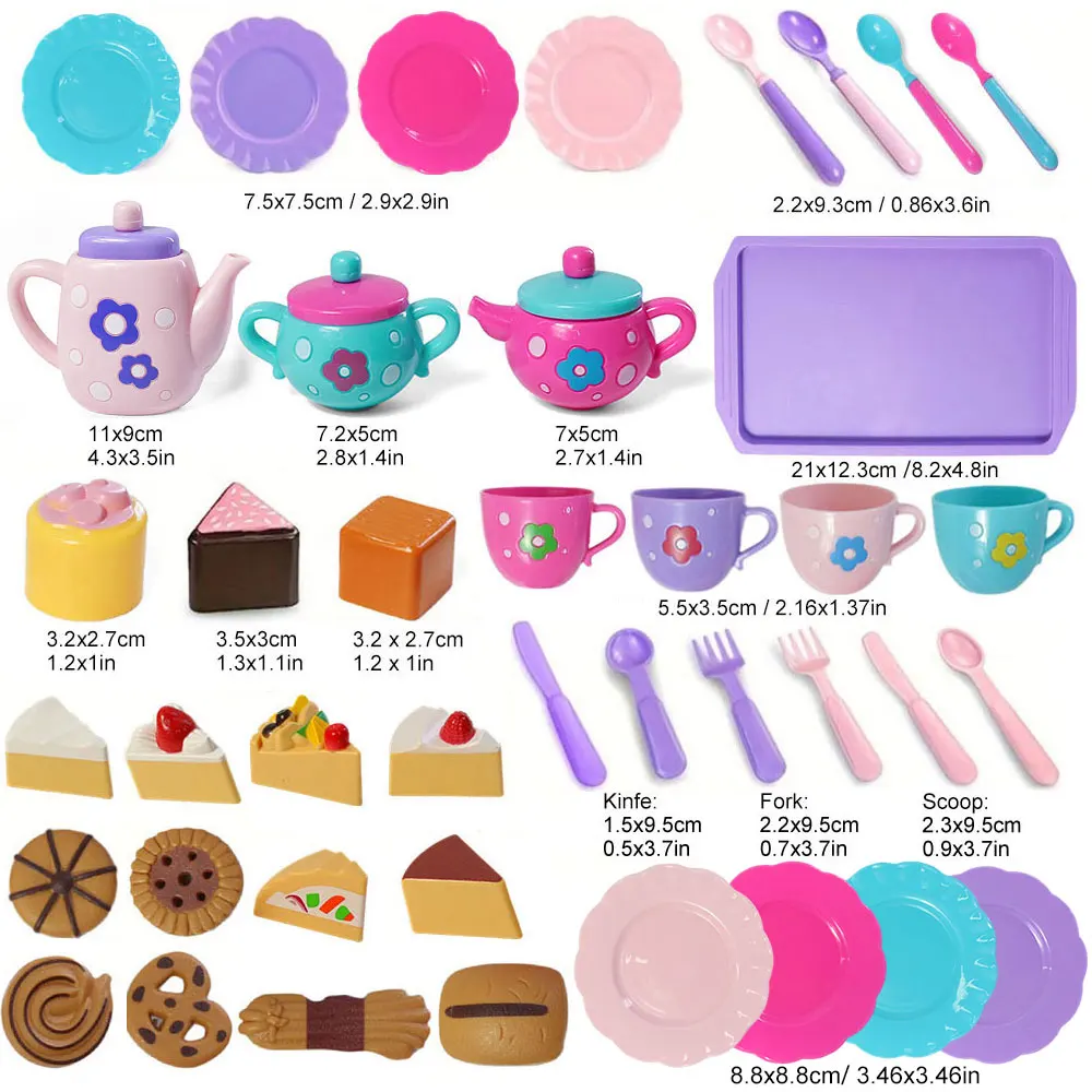 Little Girl Tea Party Pretend Afternoon Tea Dessert Teapot Set Princess Time Playing Kitchen Toys Easter Gifts