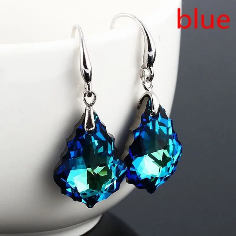 Drop Earrings Fashion Simple Rainbow Color Ladies Colorful Gemstone Teardrop Crystal for Women Wedding Birthday Gift Anniversary jewelry drop earrings