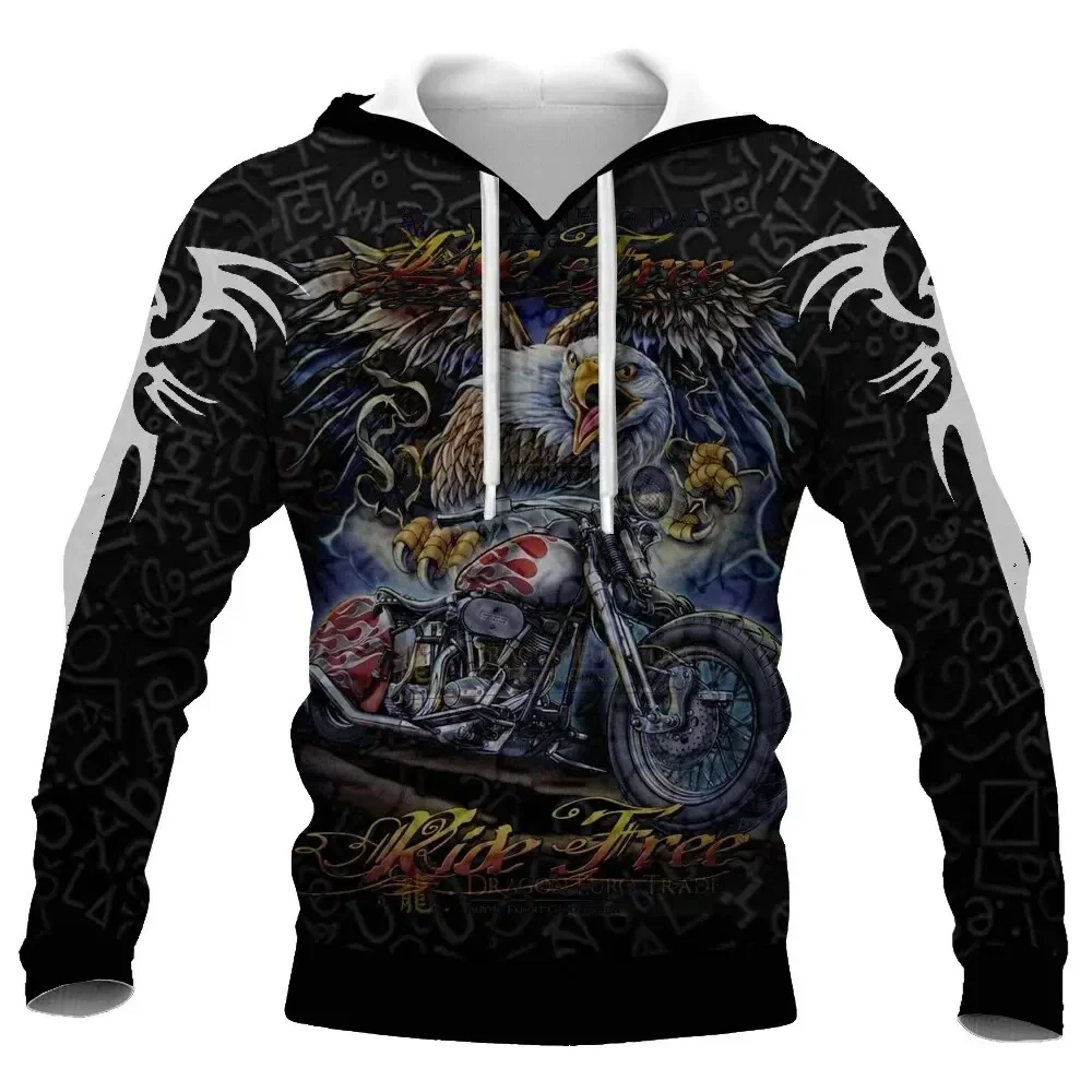 Sudadera con capucha para hombre con estampado 3D de calavera y motocicleta, sudadera de gran tamaño con estampado gráfico, sudadera de calle a la moda para hombre, camisetas casuales para hombre