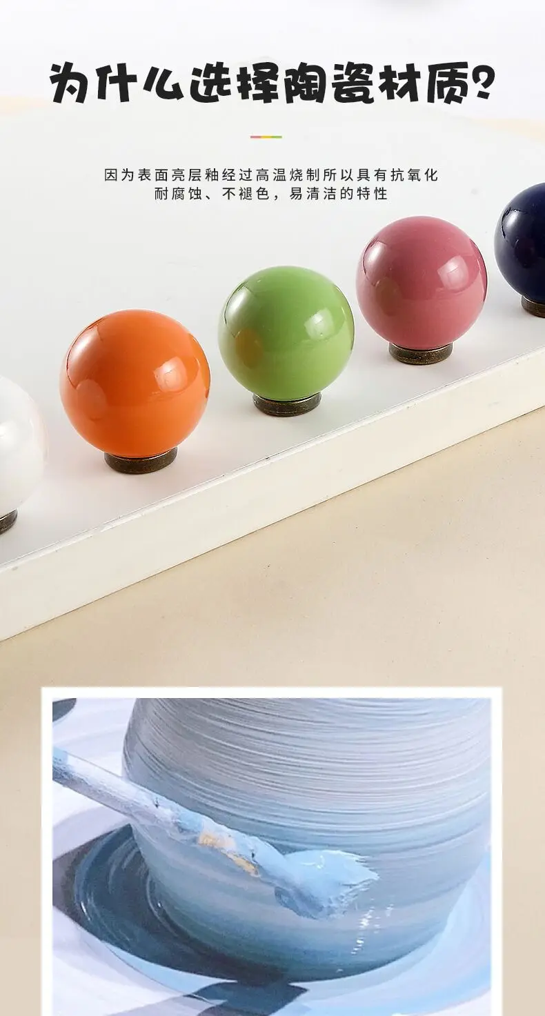 Description Picture 6 of itemHandles Drawer Cabinet Furniture Kitchen Handles for Cabinet Knob Door Drawer Knob Colour Ceramics Rotundity Single Hole