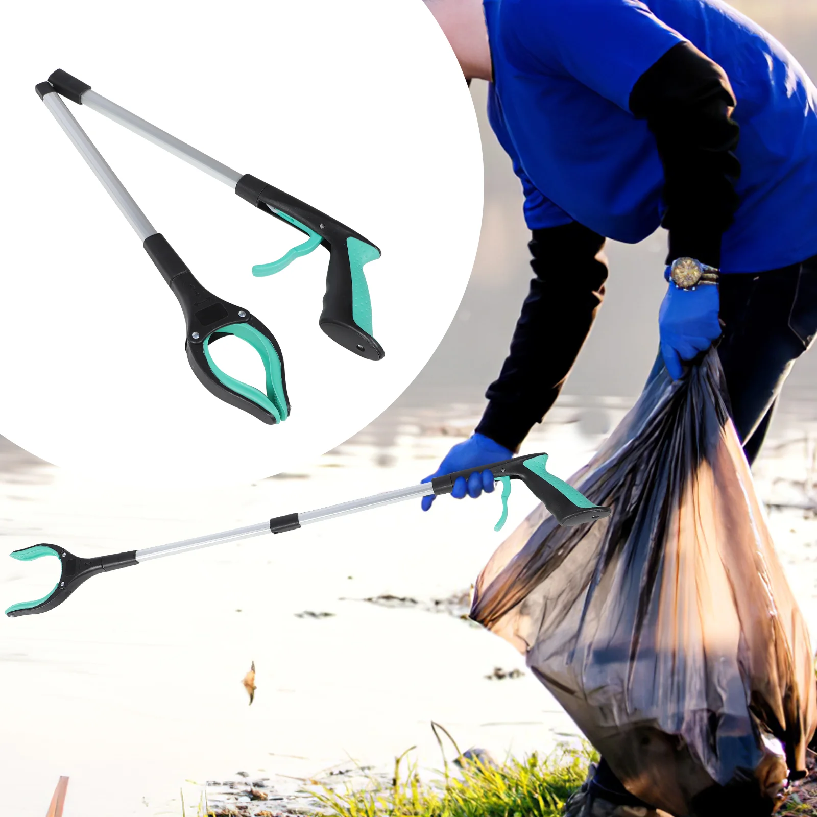 

Folding Garbage Clip Grabber Tool Heavy Duty Picker Upper Pincher Quick Clamps Trash Pickup Sticks Litter Reusable Tong