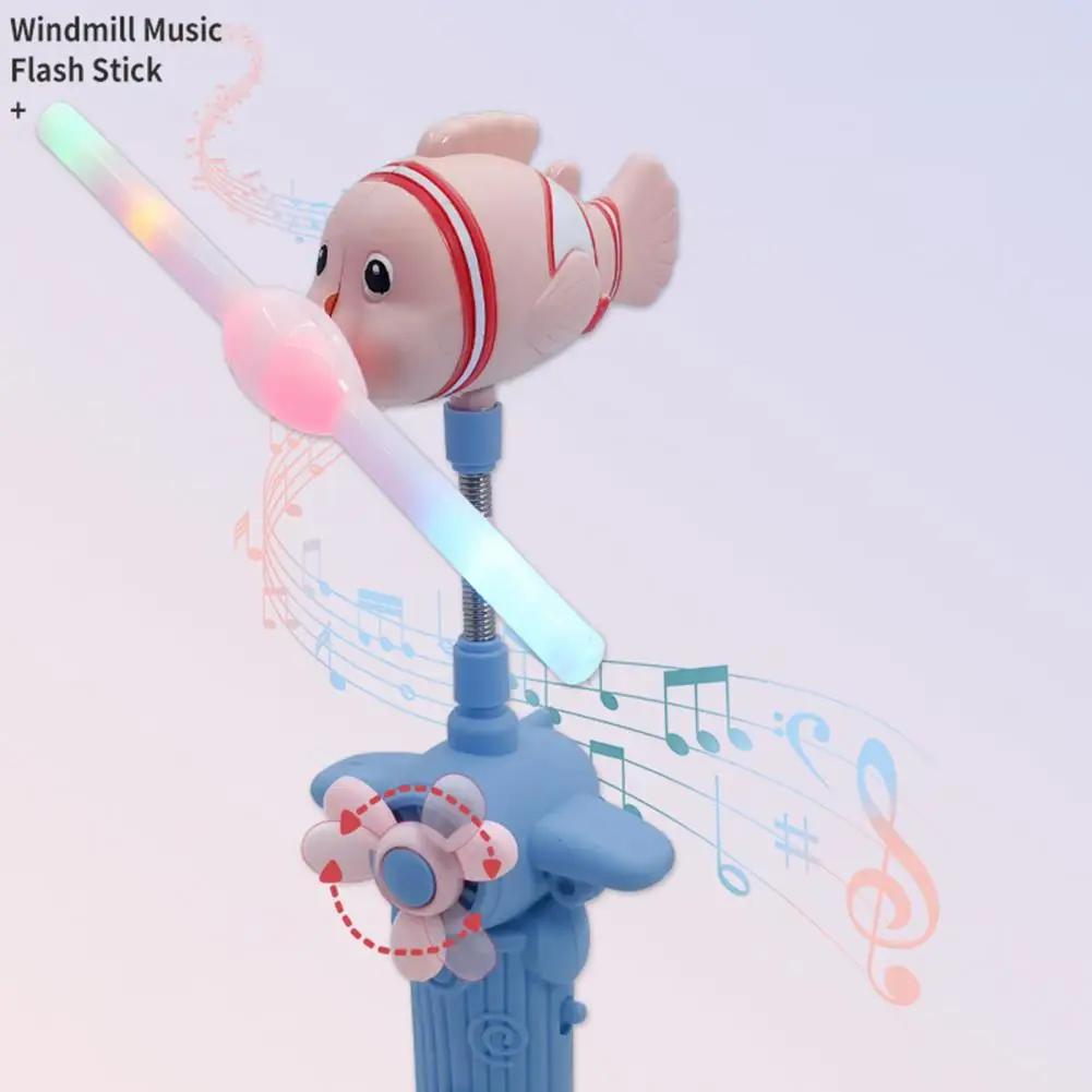 

360-degree Rotation Kids Led Fish Windmill Toy Colorful Lights 360-degree Rotation Electric Music Handheld Gift for Boys Girls