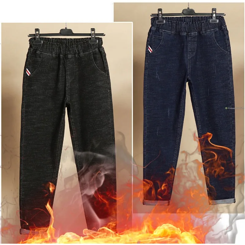 Women 2023 New Casual High Waist Plus Velvet Harem Jeans Oversized  Winter Thicken Baggy Denim Pants Vintage Warm Loose Vaqueros