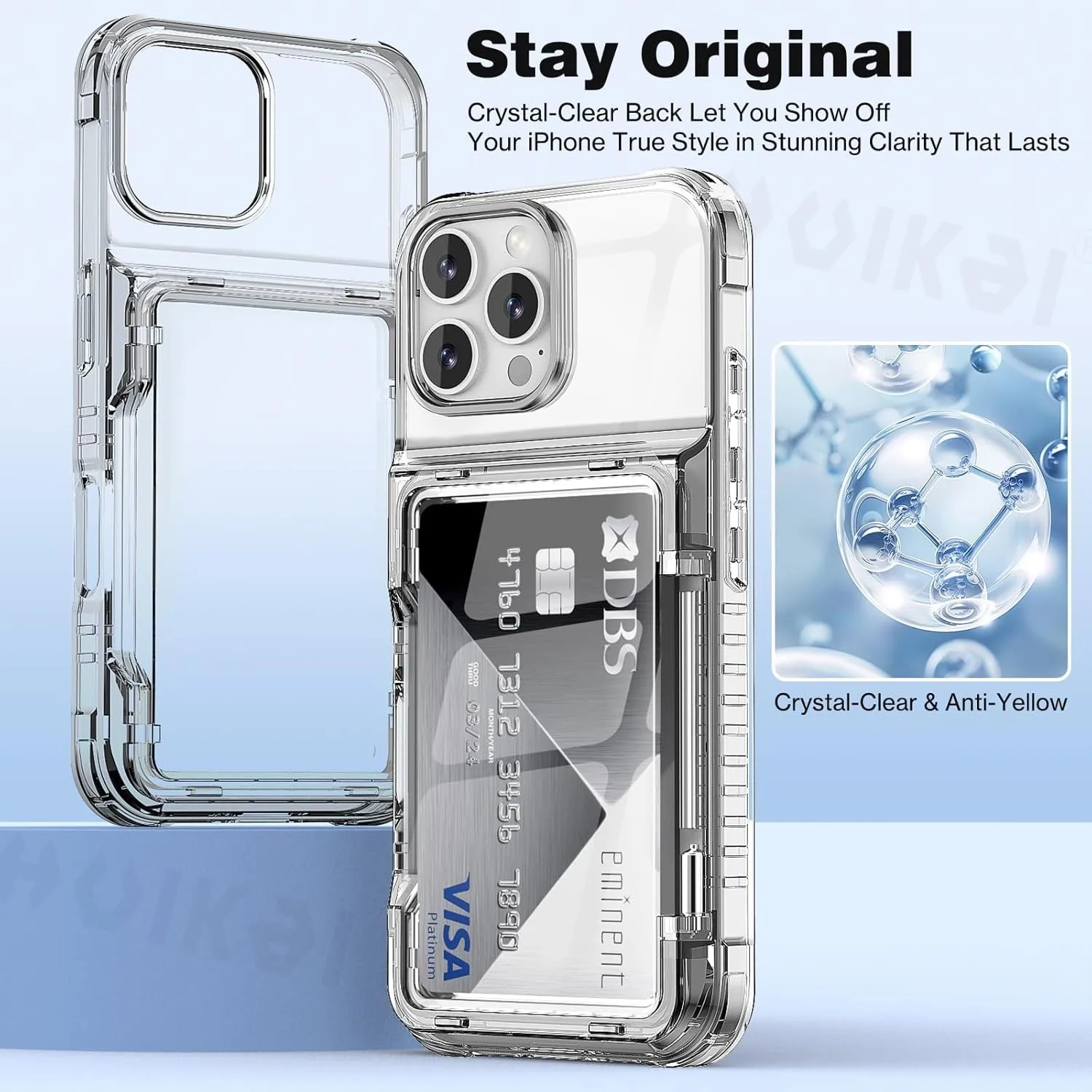 Versatile Wallet Card Holder Slide Slot Case with Slim Hard Protective Cover