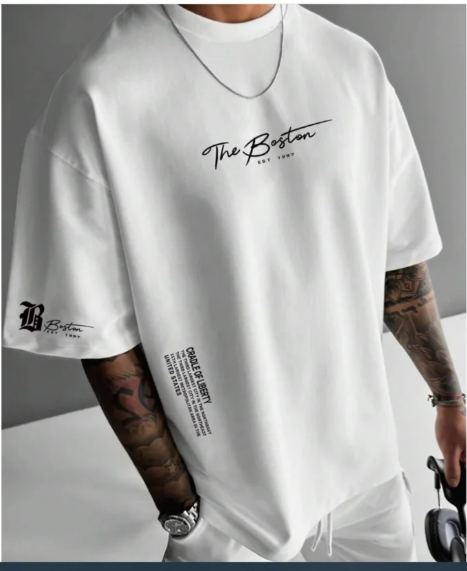 Men's Summer Casual Slogan Printed Pure Cotton Fashion Trendy Short-sleeved T-shirt for Men and Women
