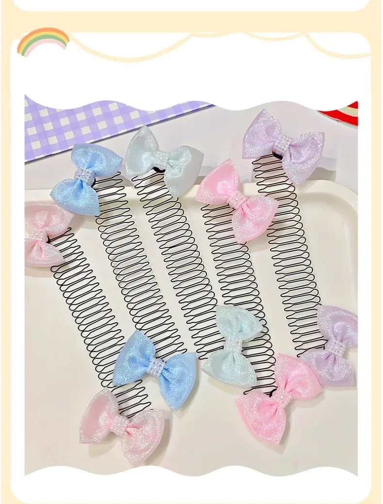 Description Picture 6 of item1Pc Cute Bow Invisible Broken Hair Hairpin Adult Tiara Tools Roll Curve Needle Bangs Fixed Insert Comb Styling Accessories Women