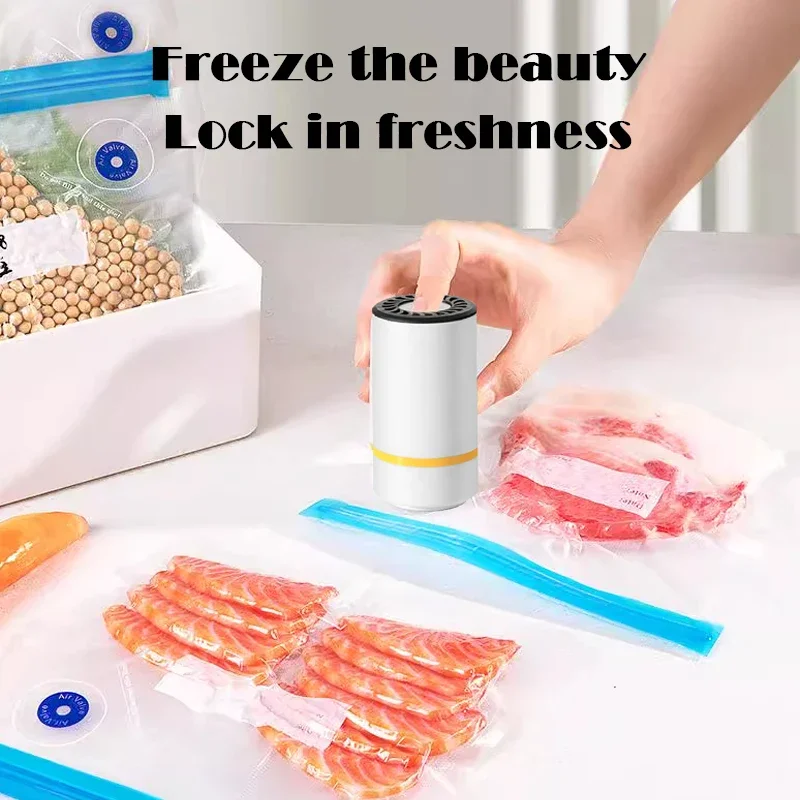 Food handheld vacuum sealer Portable Rechargeable Vacuum Sealer 30 reusable vacuum seal bags bag sealer portable sealing machine food vacuum sealer