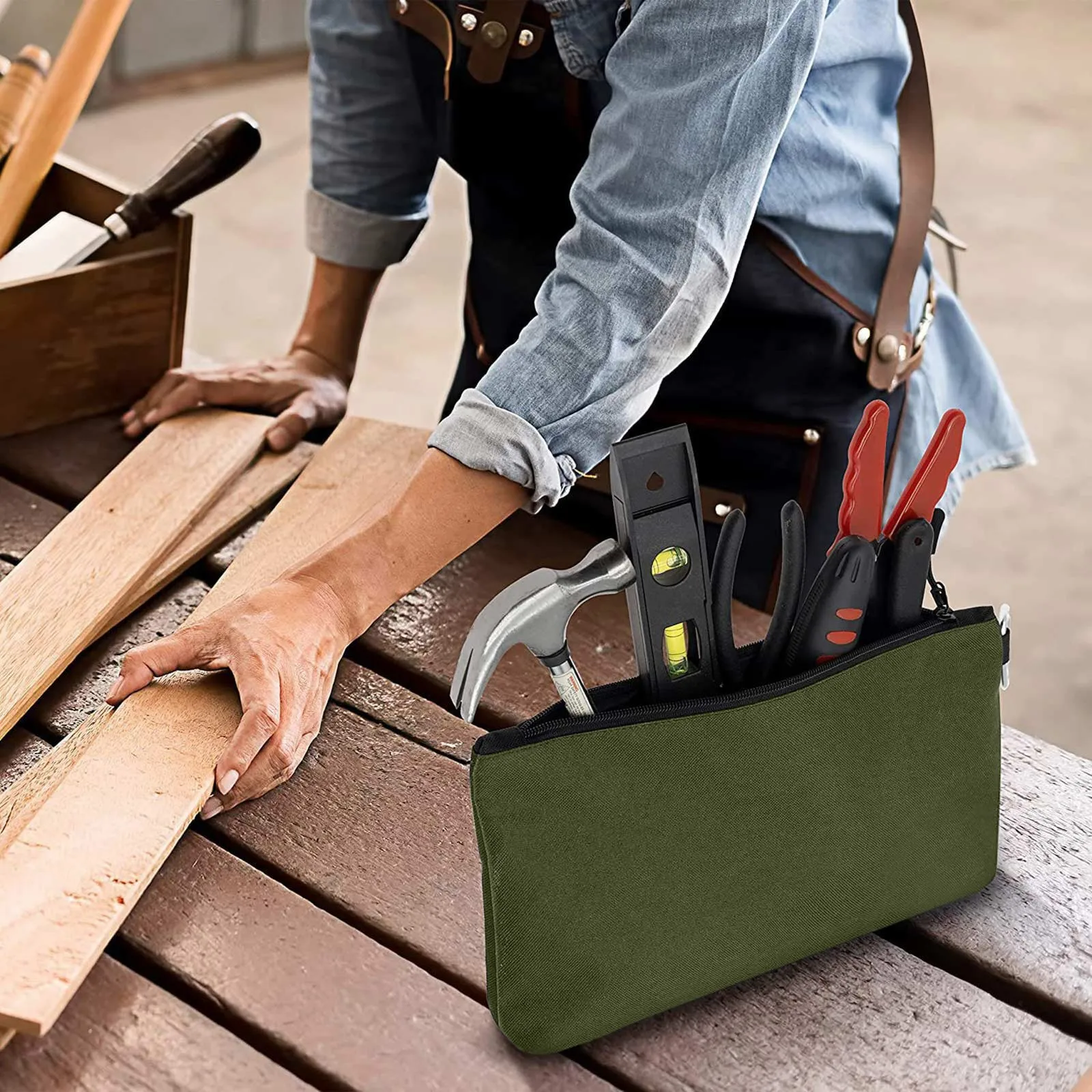 Tool Bag Zipper Pouch Premium Tool Pouch Utility Multipurpose Storage Organizer Pouches With Kneading Mat No Print