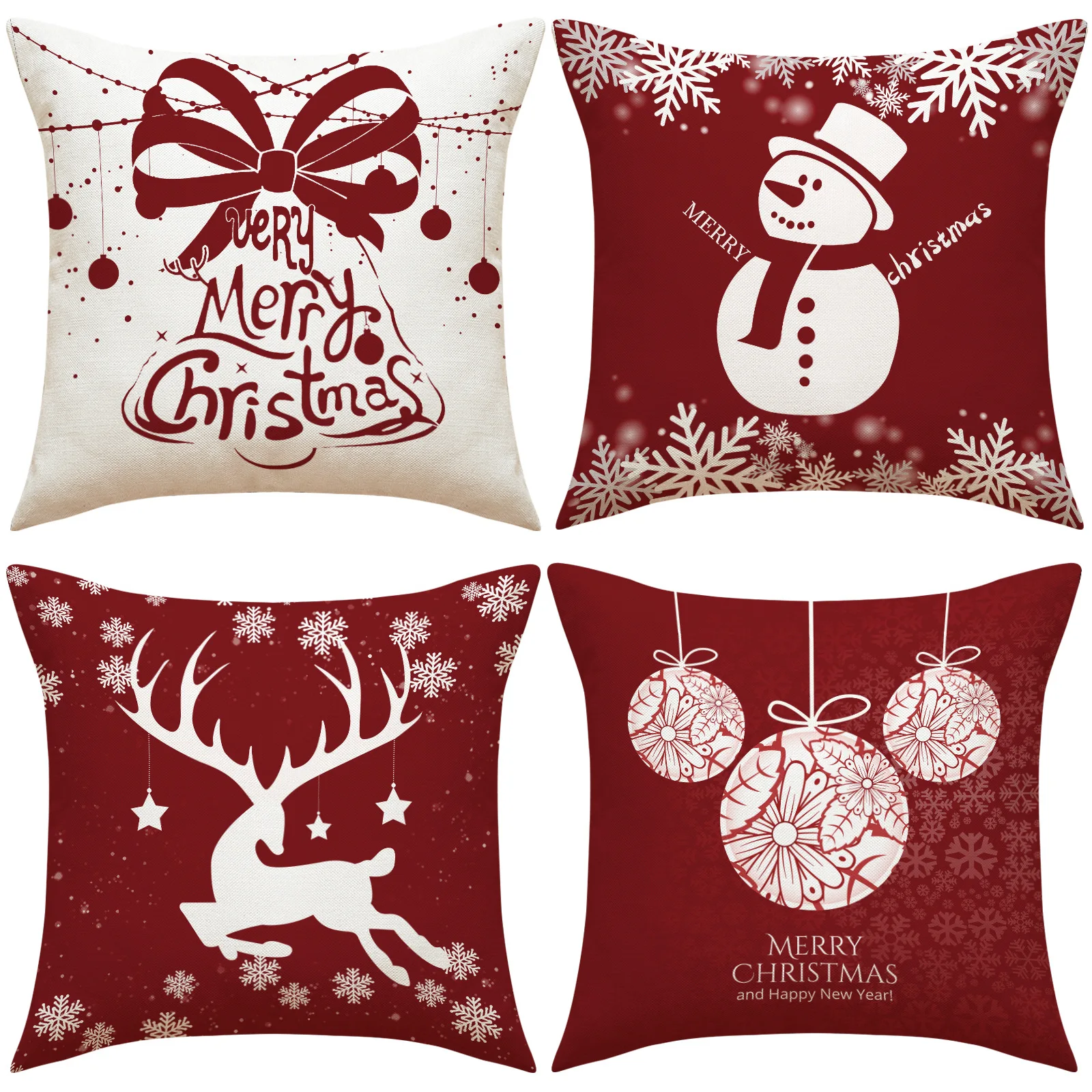 

New Christmas Decoration Throw Pillows Cover Snowman Elk Pillow Case Sofa Living Room Cushion Cover Home Decor