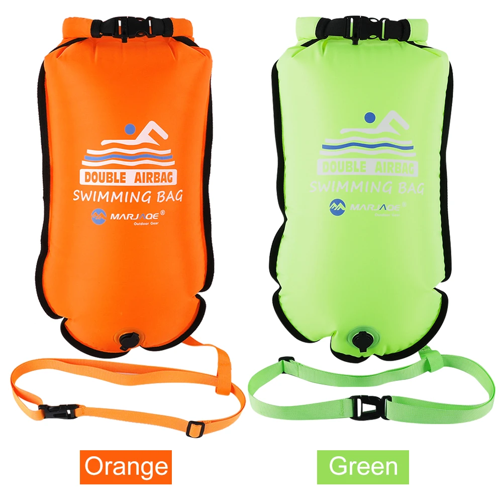 20L Inflatable Open Swimming Buoy Tow Floating Bag Double AirBags Water Sport Life Saving Swim Buoy Pool Inflated Air Drying Bag swimming buoy