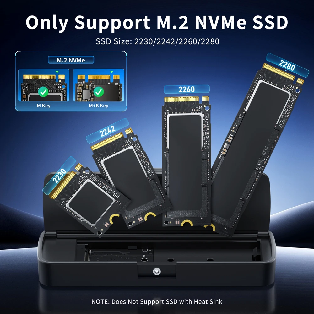 FIDECO M.2 NVMe SSD 외장 케이스 10Gbps Type-C M.2 NVMe SSD 어댑터용 무공구 알루미늄 외장 하드 드라이브 케이스