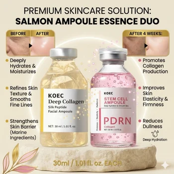 KOEC PDRN Stem Cell Serum 30ml Salmon Collagen Ampoule Deep Hydration Firming Anti-Wrinkle Skin Repair Essence Skin Care
