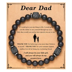 Elegant Men's Natural Stone Beaded Bracelet with Love Card - Perfect Father's Day or Birthday Gift (Dear Dad)