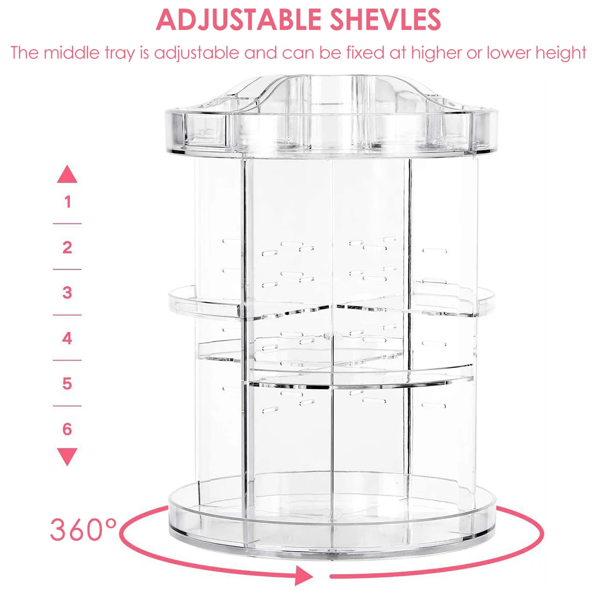 360° Rotating Makeup Organizer Acrylic Makeup Spinning Holder Adjustable  Bathroom Cosmetic Storage Rack 4 Trays Makeup Caddy - AliExpress