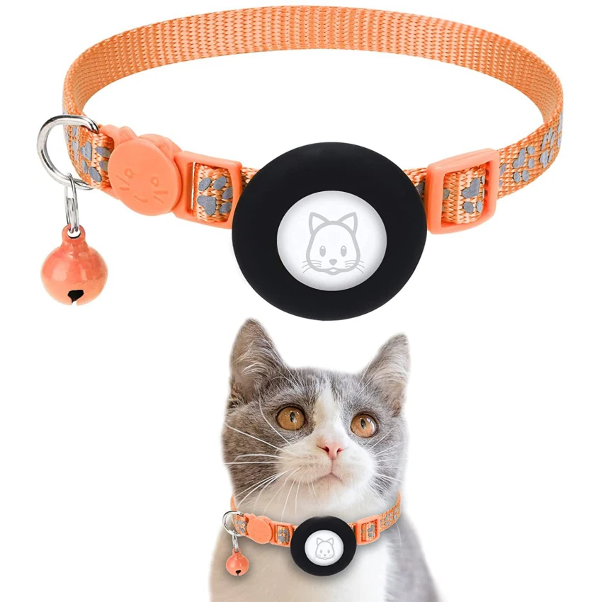  Collar para gatos Airtag, collar de gato Apple Air Tag con  hebilla de seguridad y campana, collar reflectante para gato de 3/8  pulgadas de ancho con soporte para Airtag para mascotas